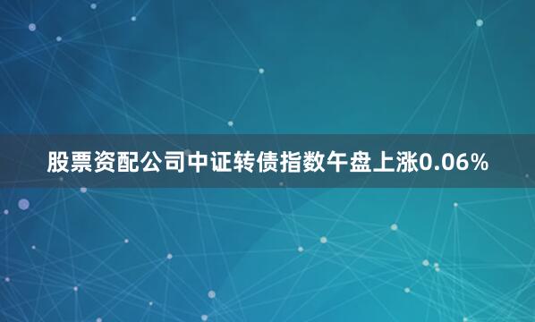 股票资配公司中证转债指数午盘上涨0.06%